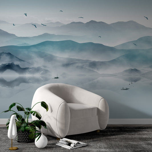 Mountains in the fog Wall Murals