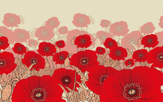 Bright Red Flowers Wall Murals