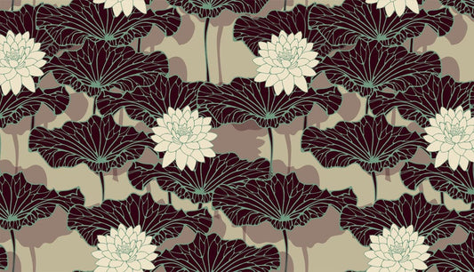 3D Dark Lotus Wall Murals