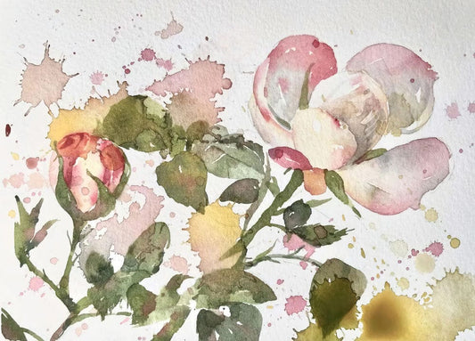 Watercolor Flowers Stain Wall Murals