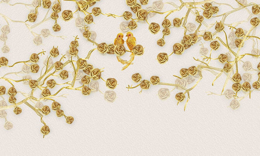 3D Golden Flower Wall Murals