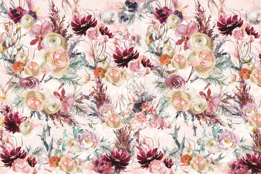 Mixed Watercolor Flowers Wall Murals