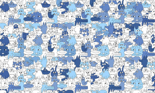 Blue Animal Stick Drawing Wall Murals