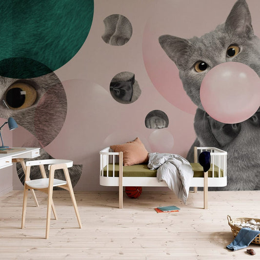 Cat & Bubbles Wall Murals