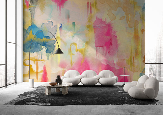 Abstract Coloured Watercolour Wall Murals