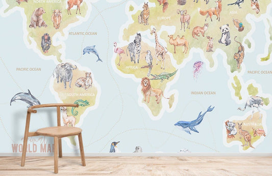 Animal Map Wall Murals