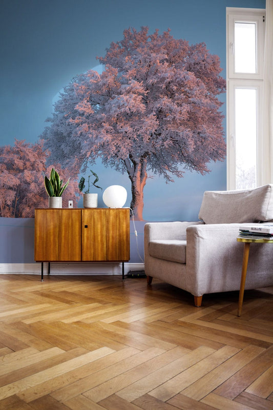 Lonely Snowy Tree Wall Murals