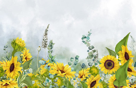 Bloomy Sunflowers Wall Murals