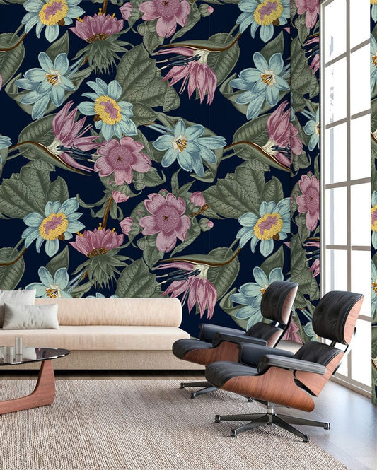 Blue & Purple Daisies Wall Murals