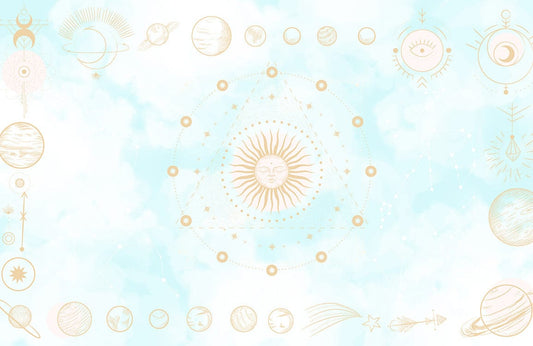 Blue Astrology & Sun Wall Murals
