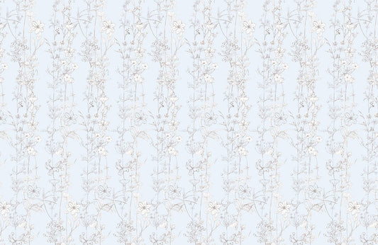 Blue Draw Plant Wall Murals