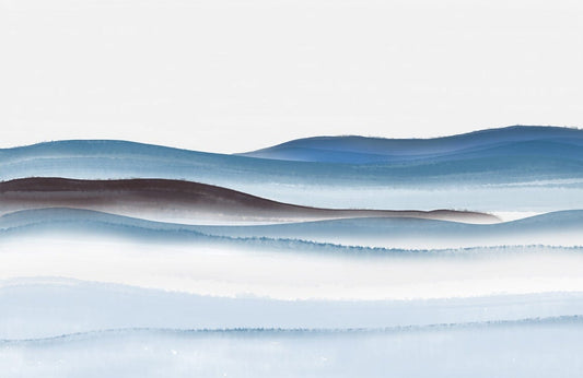 Blue Watercolour Desert Wall Murals