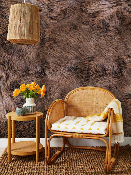 3D Brown Fur Wall Murals