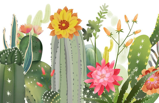 Cactus & Flower Wall Murals