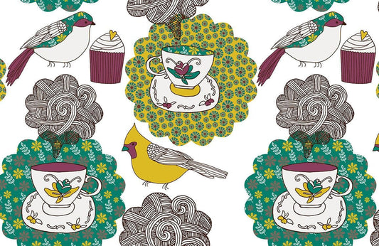 Colourful Birdie Teapot Wall Murals
