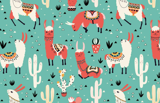 Alpaca & Cactus Wall Murals