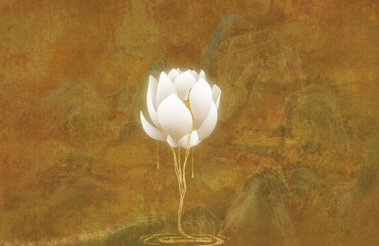Gold Plated Lotus Wall Murals