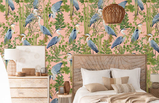 Jungle Herons Wall Murals
