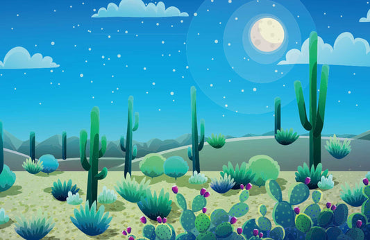 Starry Night Cactus Wall Murals