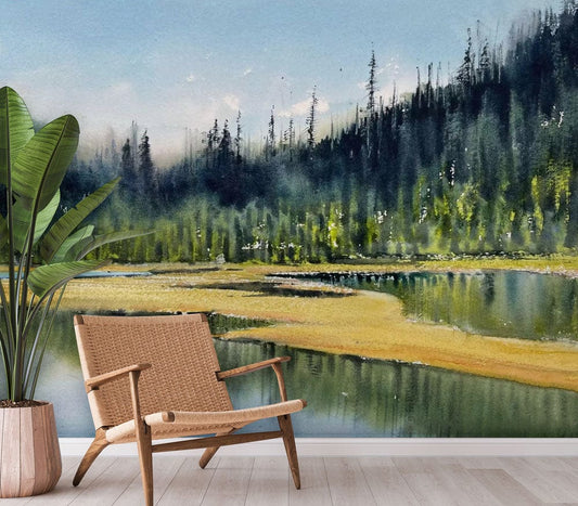 Lake beside Forest Wall Murals