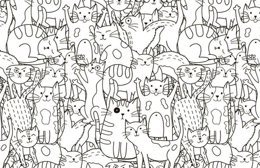 Line Cats Wall Murals