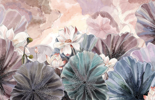 Watercolour Lotus Wall Murals