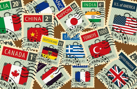 National Flags Stamp Wall Murals