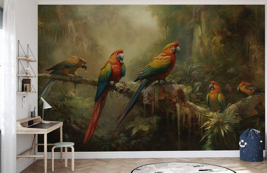Peach-faced Peony Parrot Wall Murals