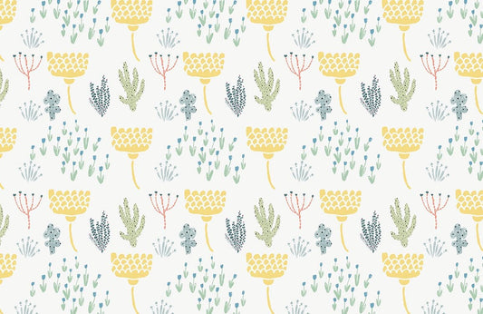 Painted Plant Pattern Wall Murals