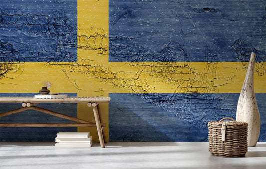 Cracked Swedish Flag Wall Murals