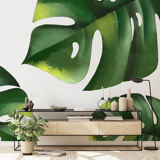 Tropical Green Leaves Wall Murals