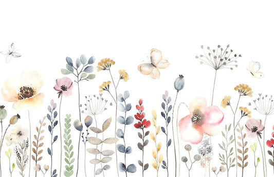 Delicate Floral Meadow Wall Murals