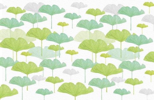 Watercolour Lotus Leaves Wall Murals