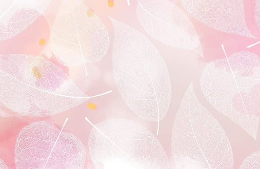 Pink Leaves Line Wall Murals