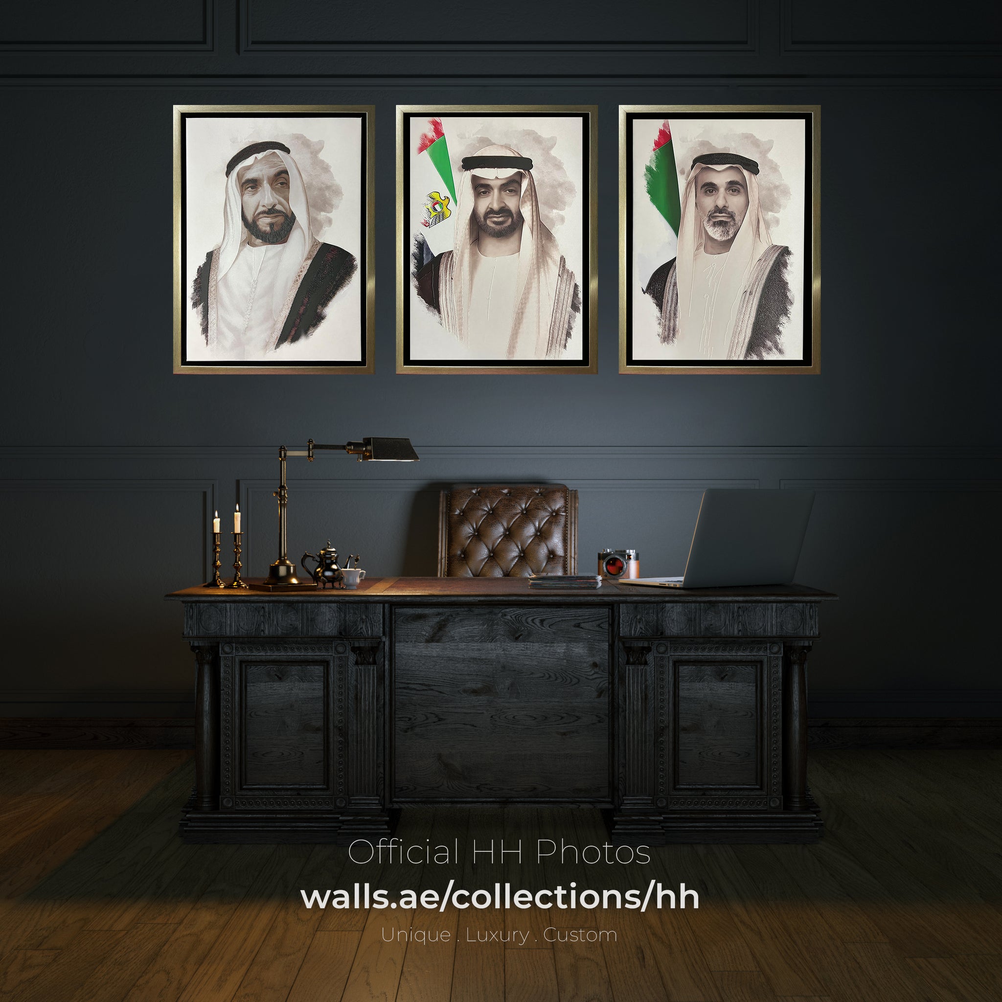 Official UAE HH Shaikh Photos VIP Textured Embossed