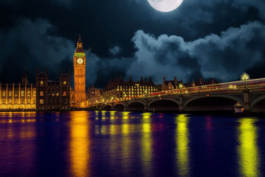 Big Ben under Full moon Wall Murals