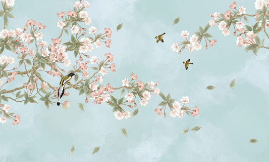 Blooming Branches in Wind Wall Murals