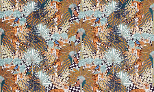 Brown Abstract Tiger Jungle Wall Murals