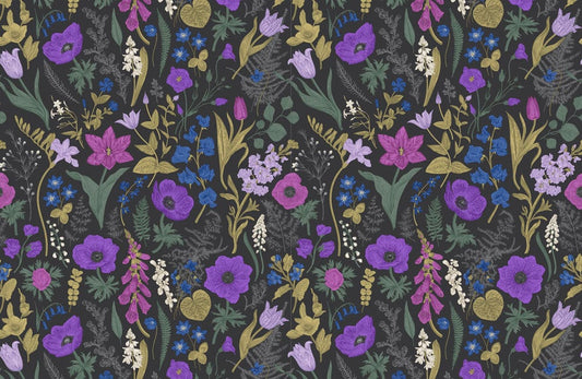 Dark Purple Flowers Wall Murals