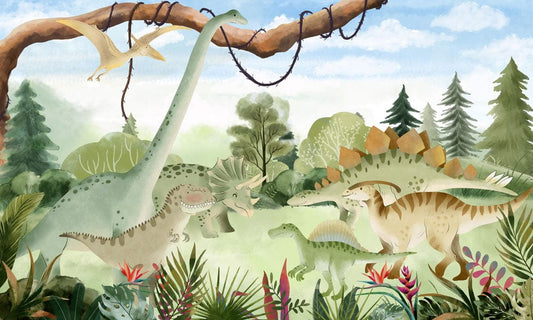 Dinosaurs Forest Gathering Wall Murals