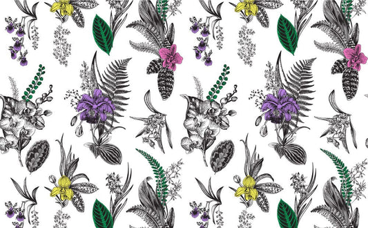 Exotic Orchid & Leaf Wall Murals