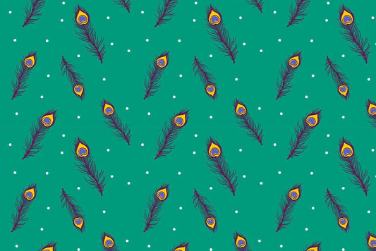 Feather on Vibrant Green Wall Murals