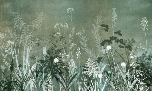 Green Bushes Silhouette Wall Murals