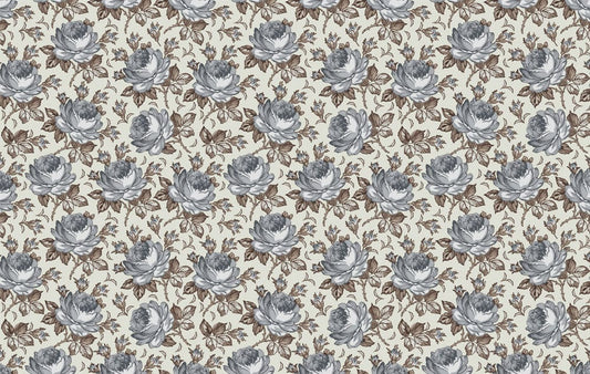 Grey Brown Flowers Wall Murals