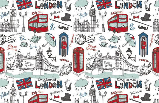 Hand-drawn London Architecture Wall Murals