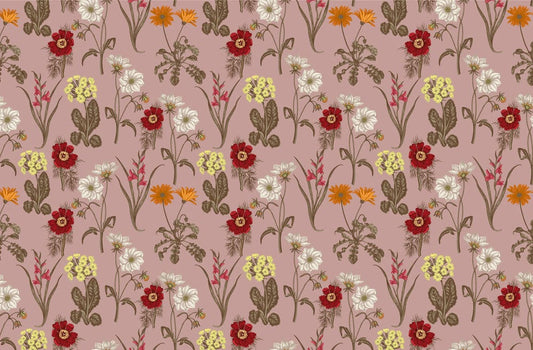 Pink Field Flowers Wall Murals