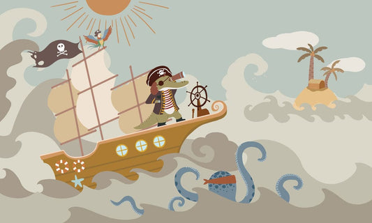 Pirate on Ocean Wall Murals