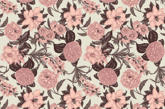 Retro Pink Flowers Wall Murals