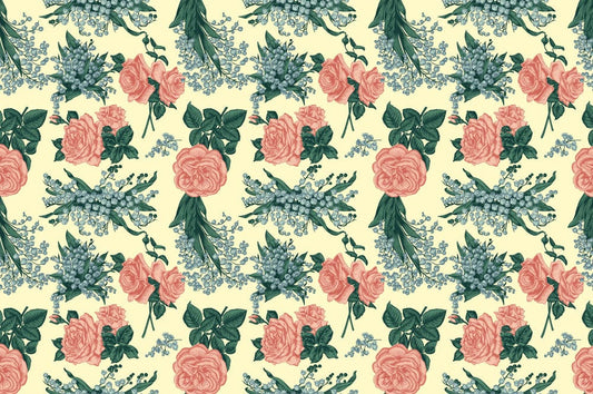 Roses & Bellflowers Wall Murals