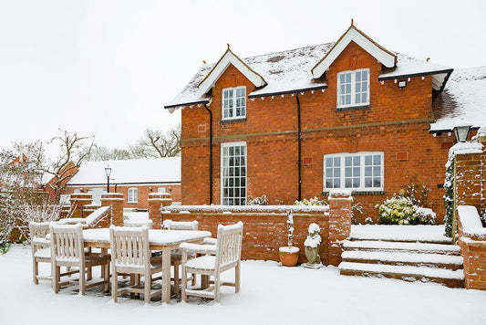 Snow-covered Red House Wall Murals